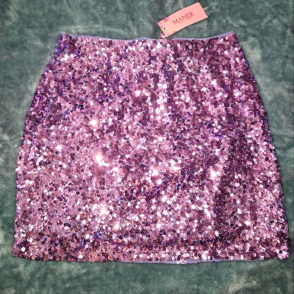 Lavender light purple Sequin Mini Skirt